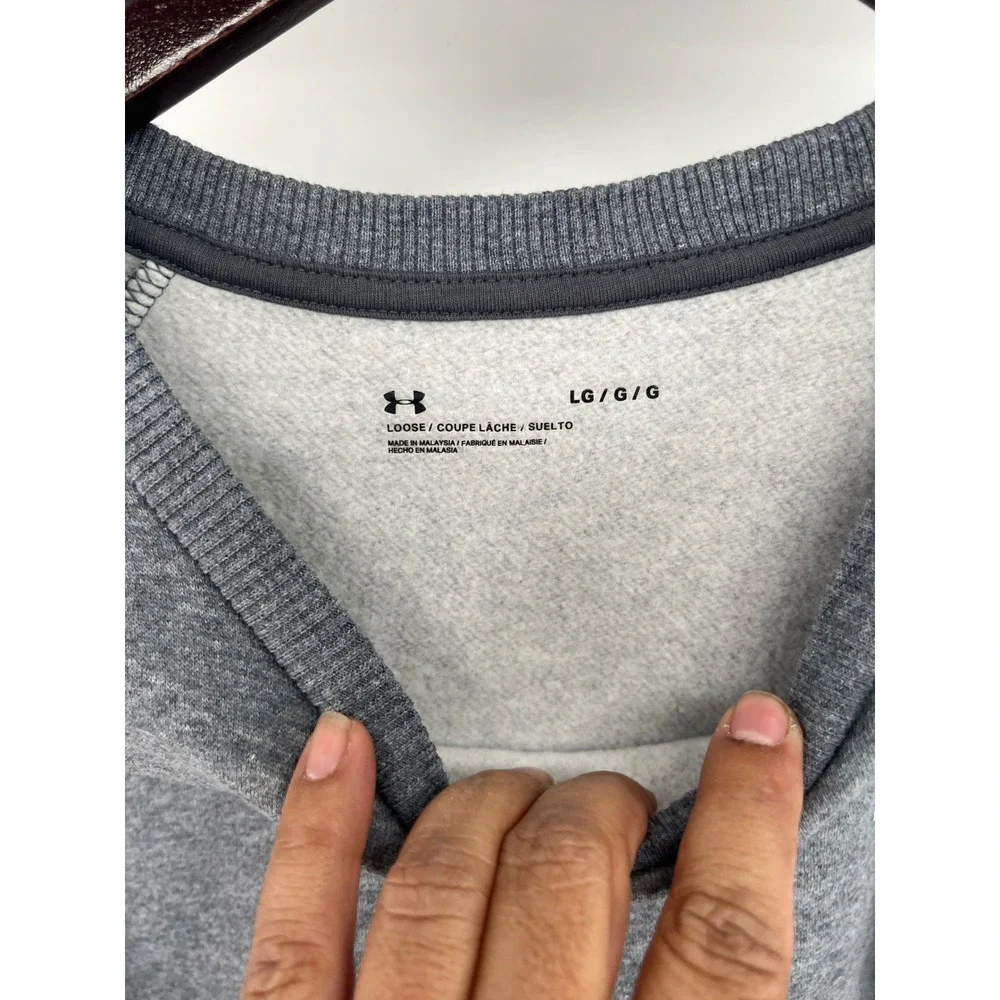 Under Armour Mens Rival Fleece Crewneck Sweatshirt‎ Gray Loose Fit LG Pullover